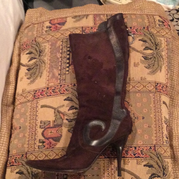 Brown  vintage high heel boots suede 37 - Picture 9 of 14